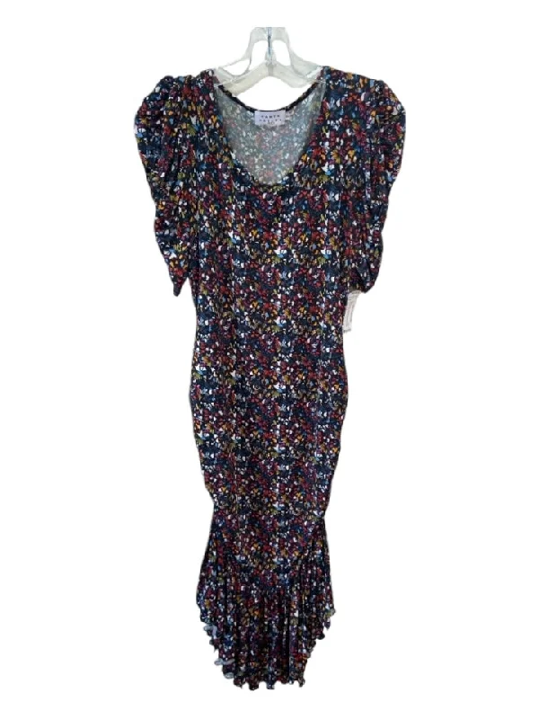 Tanya Taylor Size 0X Black & Multi Viscose Blend Abstract Butterfly Dress