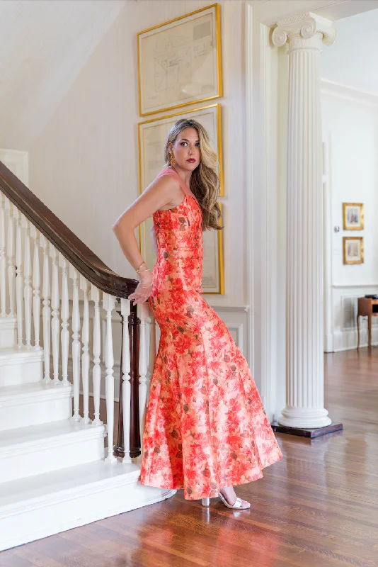 Theia Lowen Fit and Flare Gown in Blush Lilypad