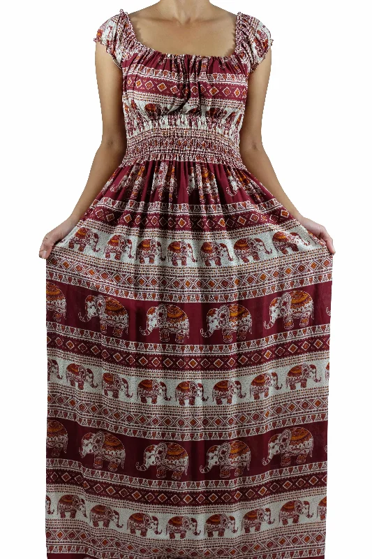 Tukta Elephant Dress Maroon