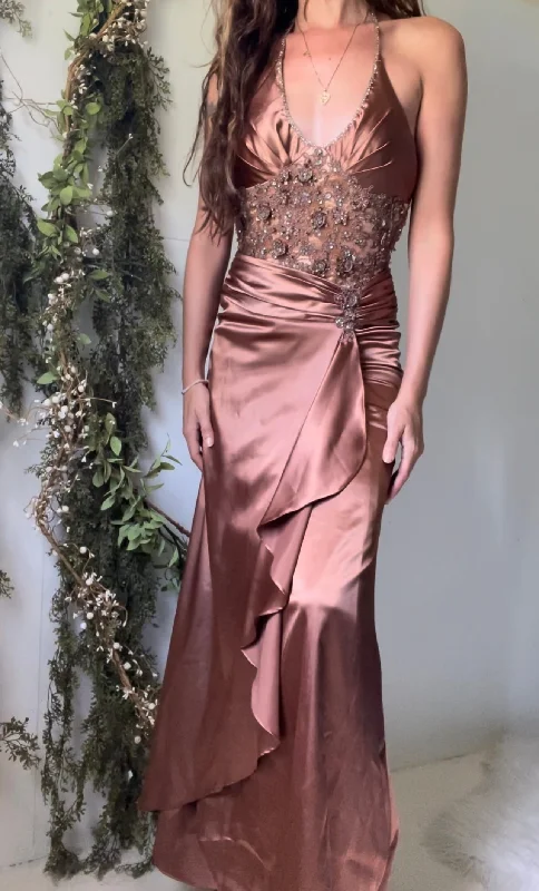 Vintage satin beaded gown